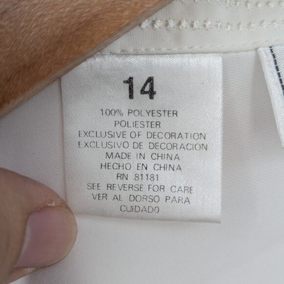 Vintage Kathy Che White Button Front Long Sleeve Blouse Size 14 Semi Sheer Y2k - Picture 4 of 4